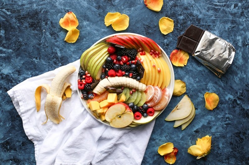 Healthy colorful fruit platter for child nutrition